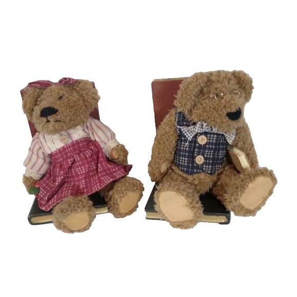 Boyds Bears Girl & Boy TEDDY BEARS Bookends Plush Stuffed Animals Books Are Fun - Picture 10 of 10